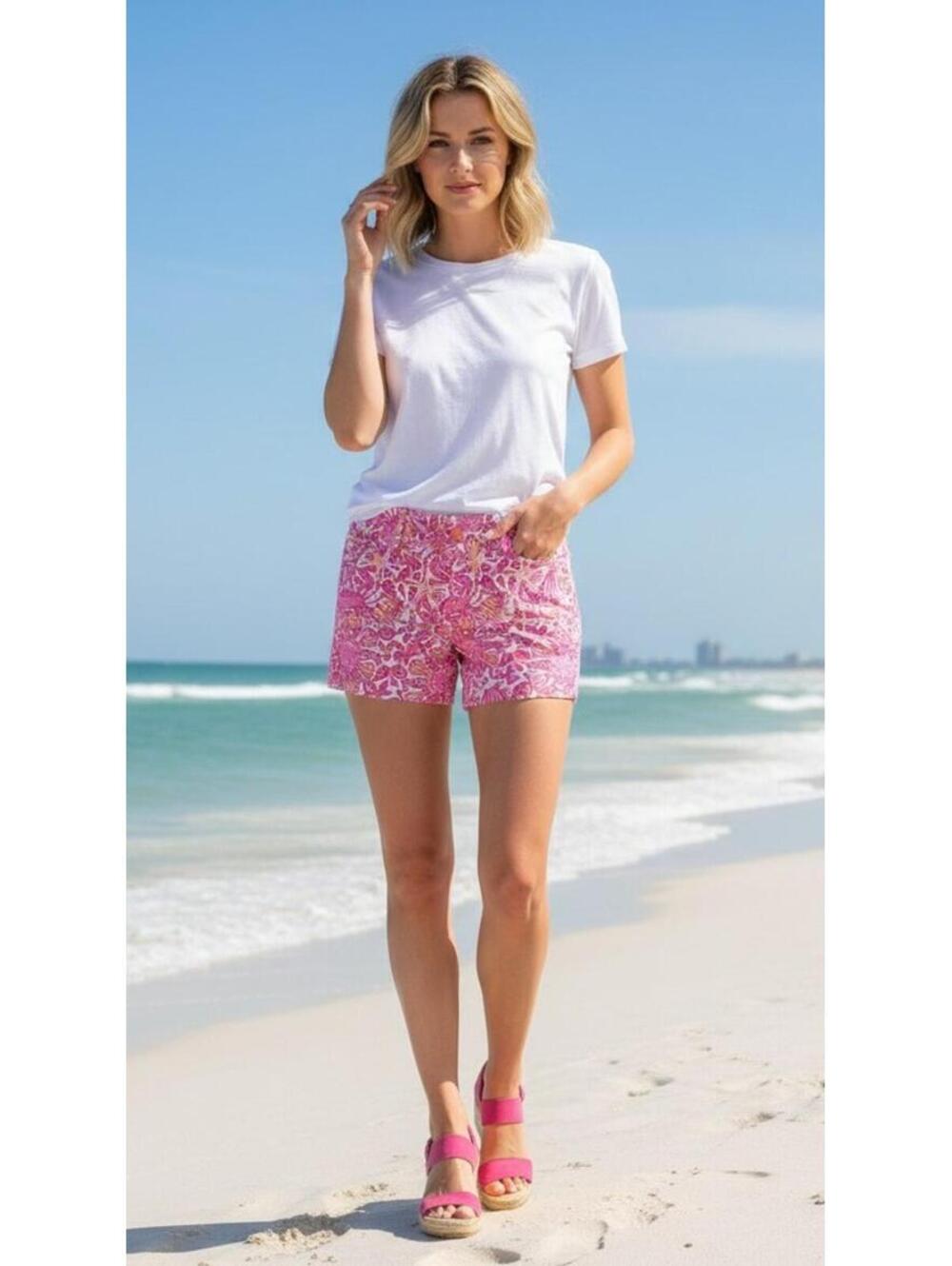 Lilly Pulitzer Callahan Short She She Shells Pink Seashell Print Size 0